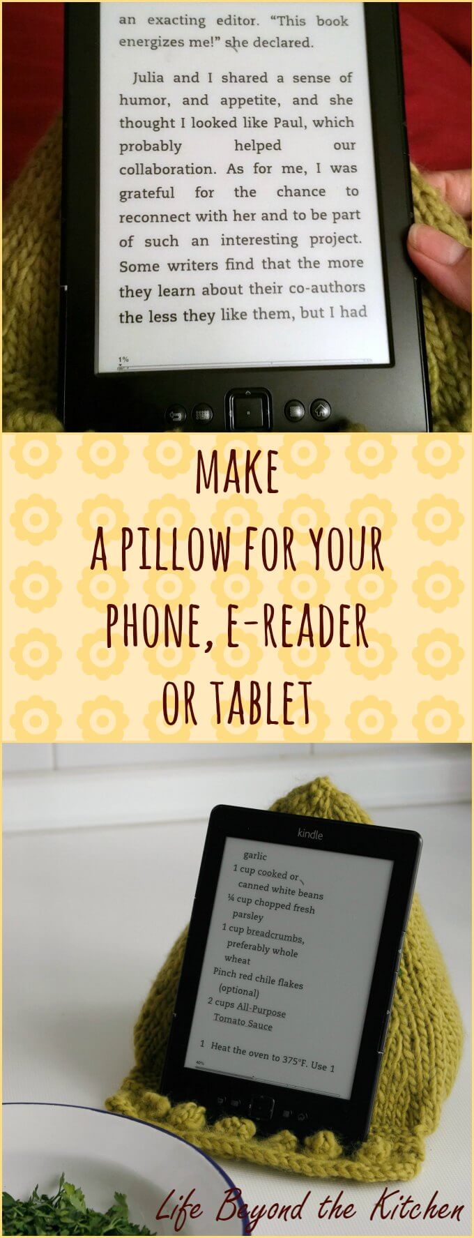 Make a Pillow for your phone, e-reader or tablet ~ Life Beyond the Kitchen