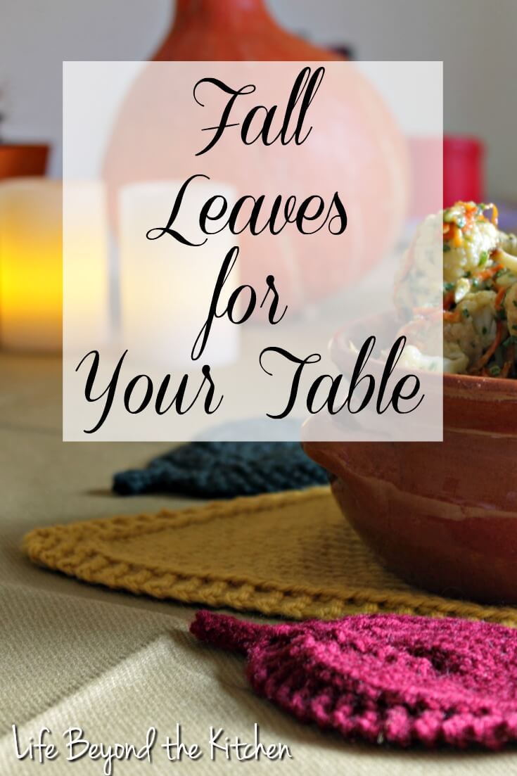 Knit Leaves for Your Fall Table ~ Creative Craft Blogger's Challenge ~ Life Beyond the Kitchen